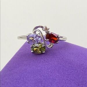 💛 Elegant 18k White Gold Plated Multi-Stone Ring